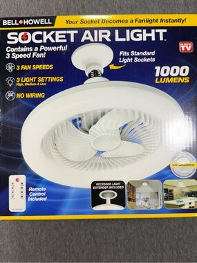 Bell+Howell Socket Air Light 1000 Lumens - White; Light With Fan